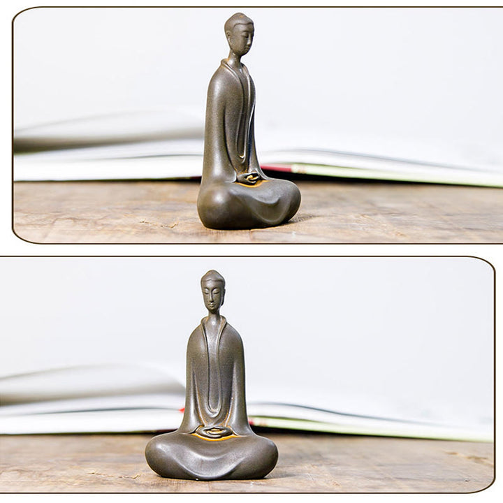 Buddha Stones Handmade Sakyamuni Buddha Iron Powder Rust Cast Resin Statue Home Decoration - image 21