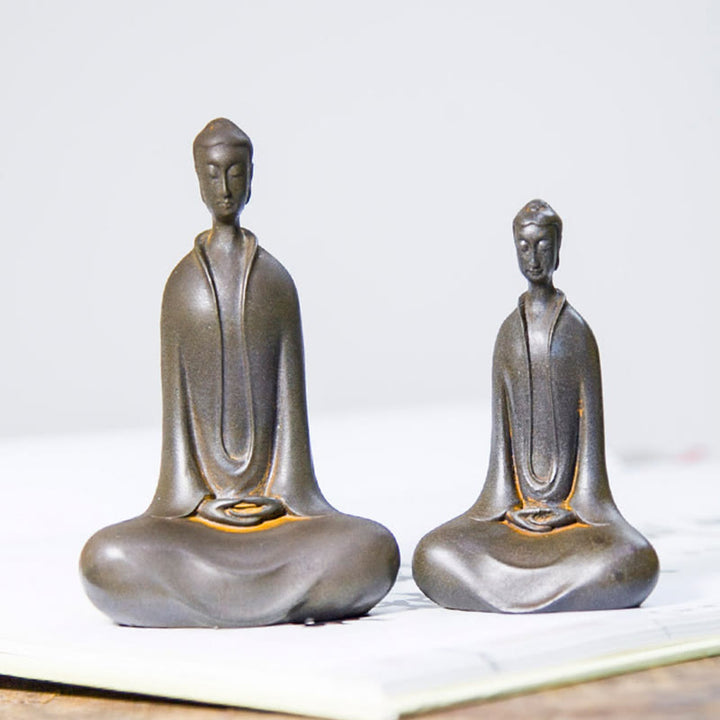 Buddha Stones Handmade Sakyamuni Buddha Iron Powder Rust Cast Resin Statue Home Decoration - image 24