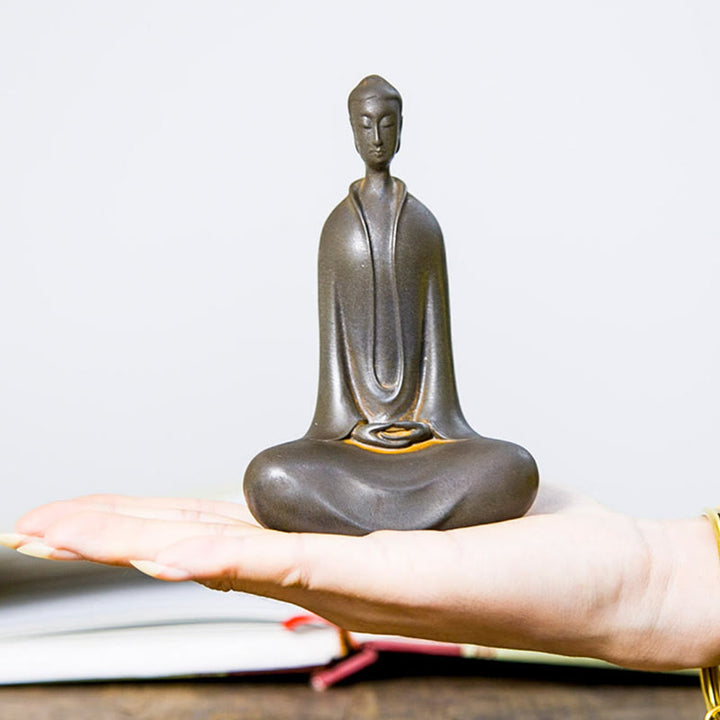 Buddha Stones Handmade Sakyamuni Buddha Iron Powder Rust Cast Resin Statue Home Decoration - image 20