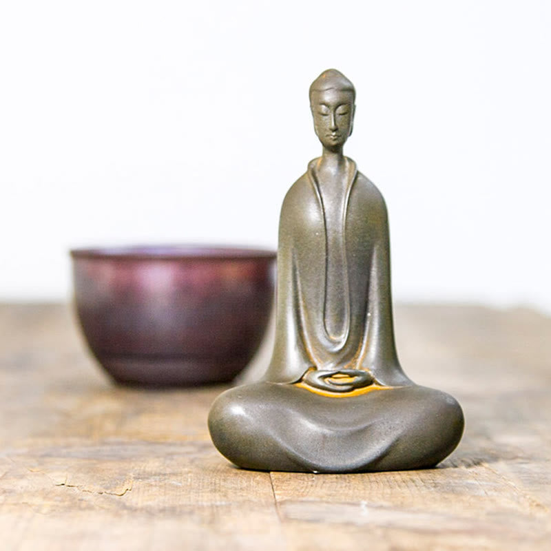 Buddha Stones Handmade Sakyamuni Buddha Iron Powder Rust Cast Resin Statue Home Decoration - image 17