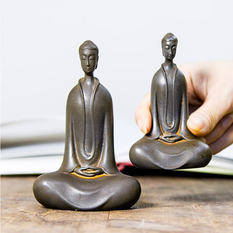 Buddha Stones Handmade Sakyamuni Buddha Iron Powder Rust Cast Resin Statue Home Decoration - image 25