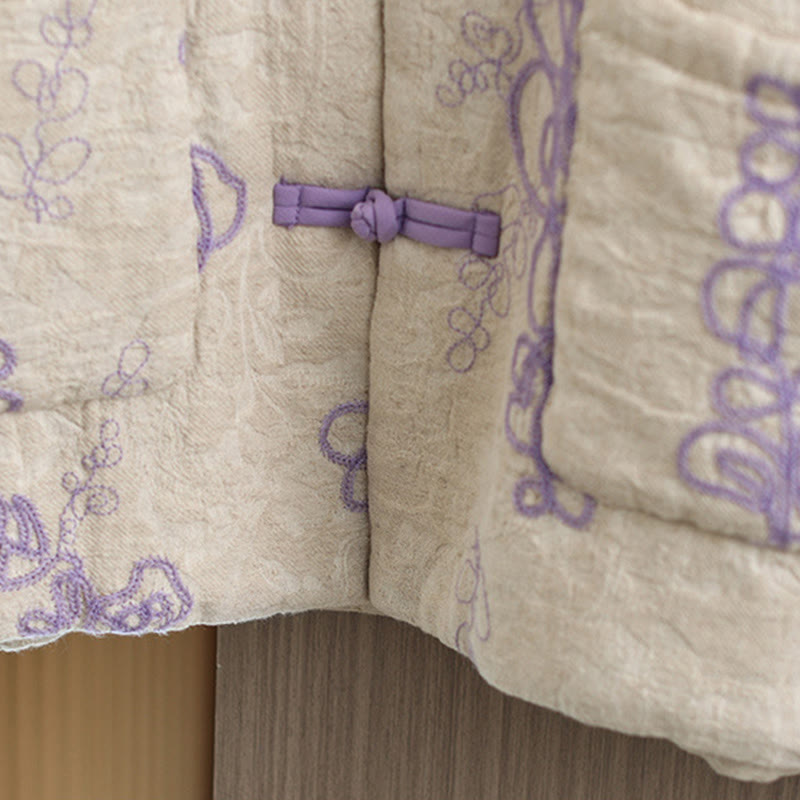 Buddha Stones Women's Winter Long Sleeve Stand Collar Frog-buttons Cotton-padded Jacket With Pockets - image 18