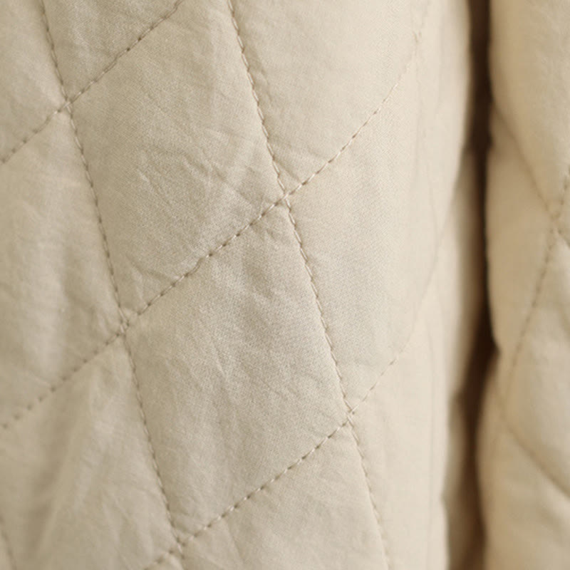 Buddha Stones Women's Winter Long Sleeve Stand Collar Frog-buttons Cotton-padded Jacket With Pockets - image 21