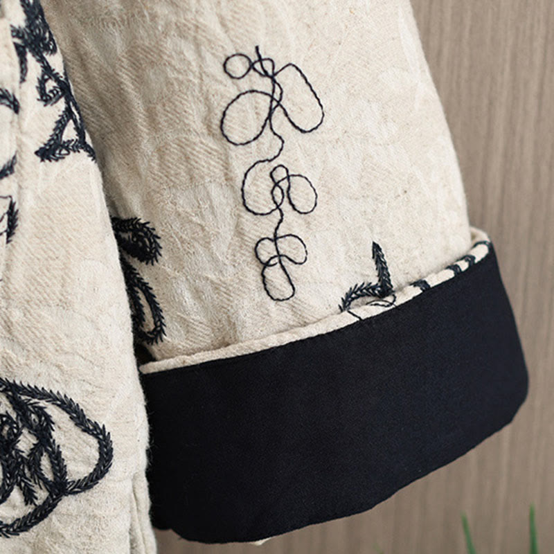 Buddha Stones Women's Winter Long Sleeve Stand Collar Frog-buttons Cotton-padded Jacket With Pockets - image 24