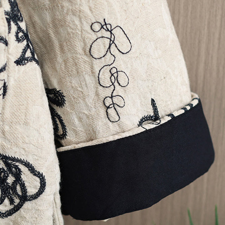 Buddha Stones Women's Winter Long Sleeve Stand Collar Frog-buttons Cotton-padded Jacket With Pockets - image 24