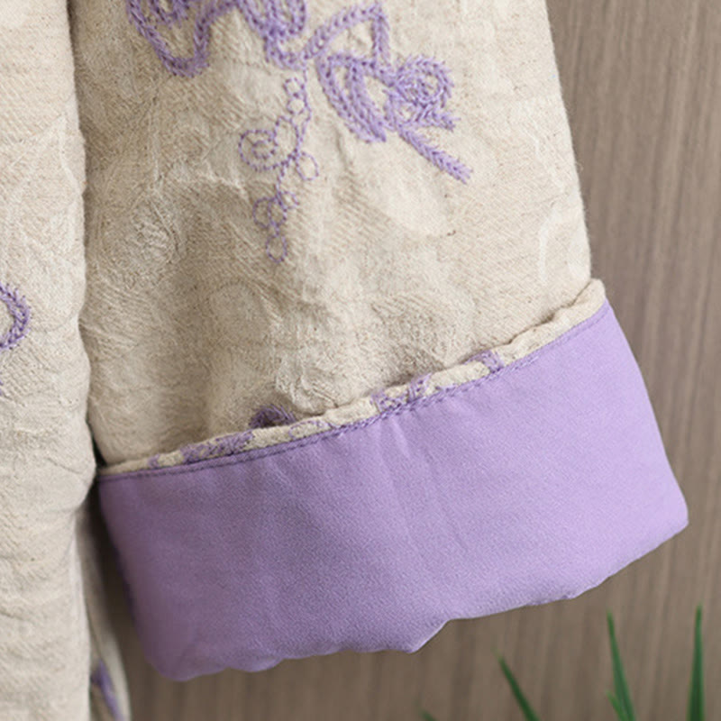 Buddha Stones Women's Winter Long Sleeve Stand Collar Frog-buttons Cotton-padded Jacket With Pockets - image 16