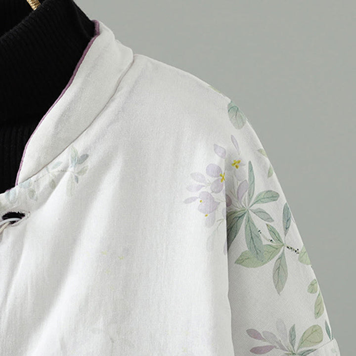 Buddha Stones Women's Printing Flower Pattern Long Sleeve Frog-buttons Cotton Jacket - image 4