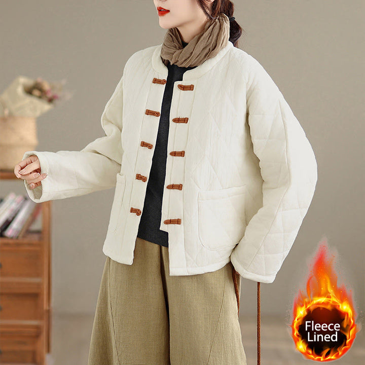 Buddha Stones Women's Plain Cotton-padded Tai Chi Zen Long Sleeve Jacket With Pockets - White - US14,UK/AU18,EU46 (2XL) - image 17