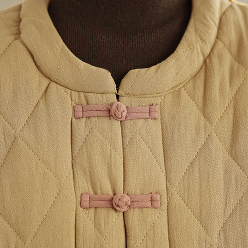 Buddha Stones Women's Plain Cotton-padded Tai Chi Zen Long Sleeve Jacket With Pockets - image 12