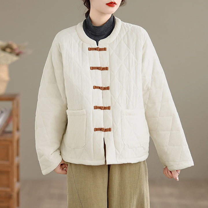 Buddha Stones Women's Plain Cotton-padded Tai Chi Zen Long Sleeve Jacket With Pockets - image 22