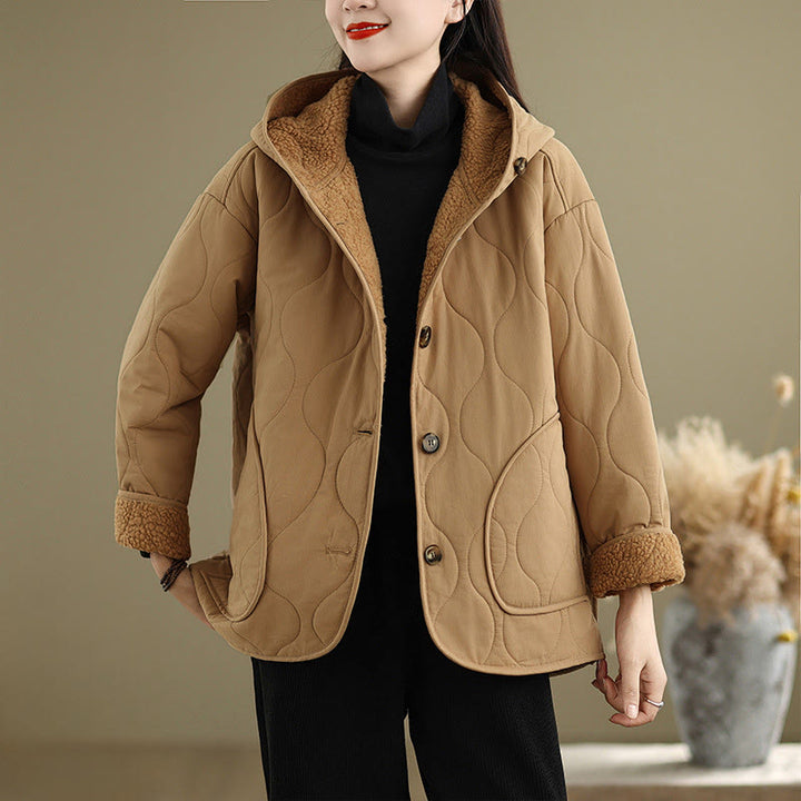 Buddha Stones Women's Plain Long Sleeve Hoodie Design Cotton hermal Fleece-Lined Jacket With Pockets - Goldenrod - US14,UK/AU18,EU46 (2XL) - image 0