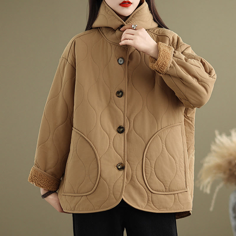 Buddha Stones Women's Plain Long Sleeve Hoodie Design Cotton hermal Fleece-Lined Jacket With Pockets - image 3