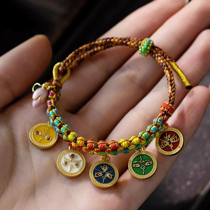 Buddha Stones Tibetan Colorful Rope Five God Of Wealth Luck Braid Bracelet - image 4