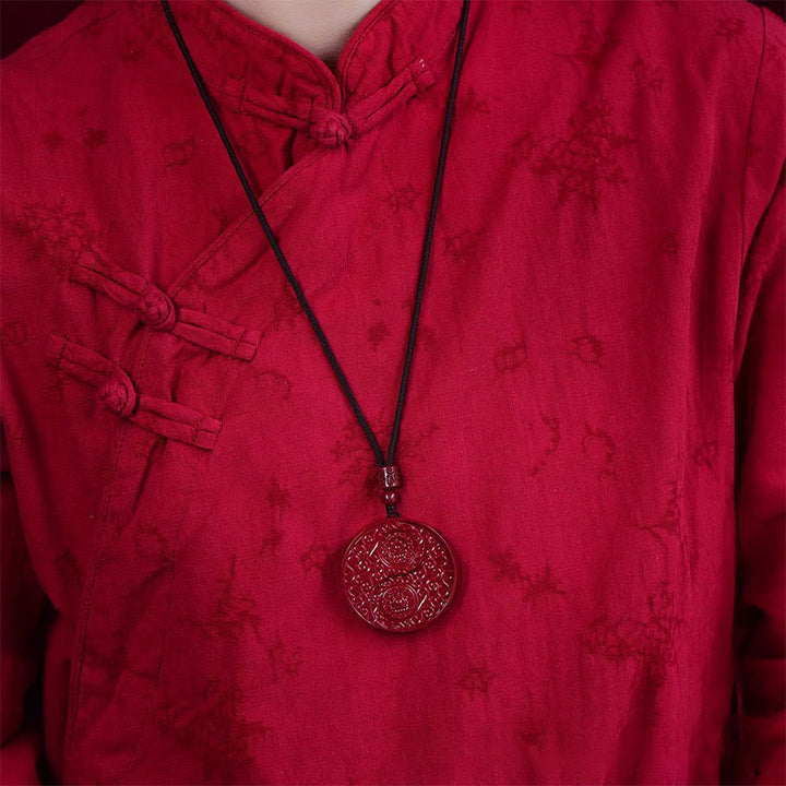 Buddha Stones Cinnabar Yin Yang Keep Away Evil Spirits Necklace Pendant - image 4