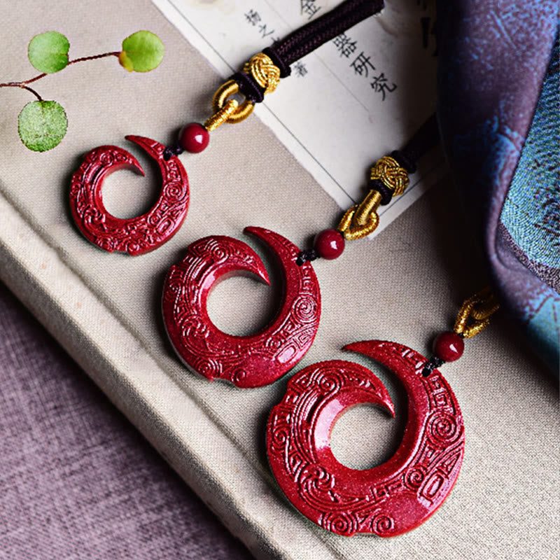 Buddha Stones One's Luck Improves Design Patern Natural Cinnabar Blessing Necklace Pendant - image 7
