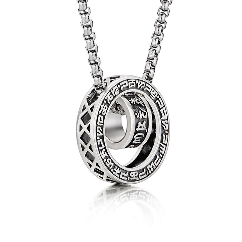 Buddha Stones Tibetan Om Mani Padme Hum Carved Peace Purity Chain Necklace Pendant - image 1