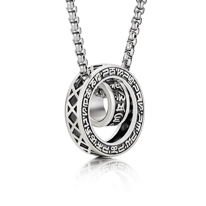 Buddha Stones Tibetan Om Mani Padme Hum Carved Peace Purity Chain Necklace Pendant - image 1