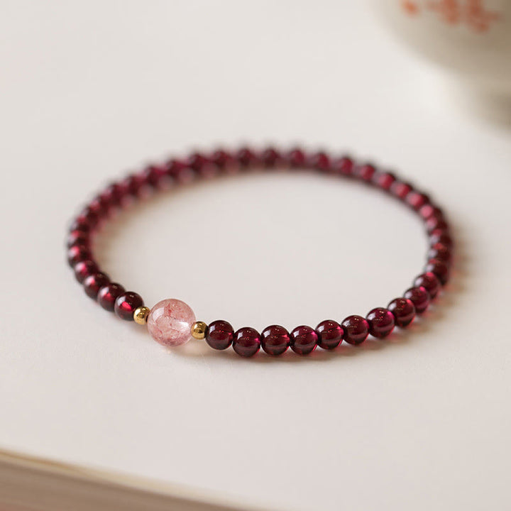Buddha Stones Natural Garnet Strawberry Quartz Calm Bracelet - image 1
