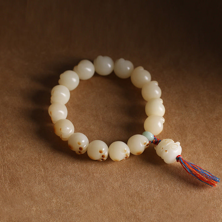 Buddha Stones Cute Lucky Cat Bodhi Seed Cat Paw Harmony Bracelet - image 1