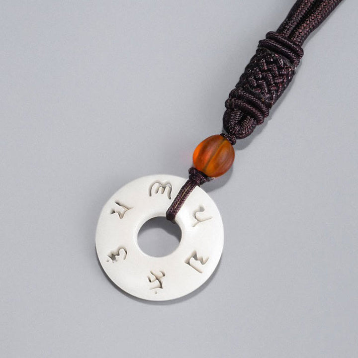 Buddha Stones Ivory Fruit Om Mani Padme Hum Engraved Protection Necklace Pendant - image 6