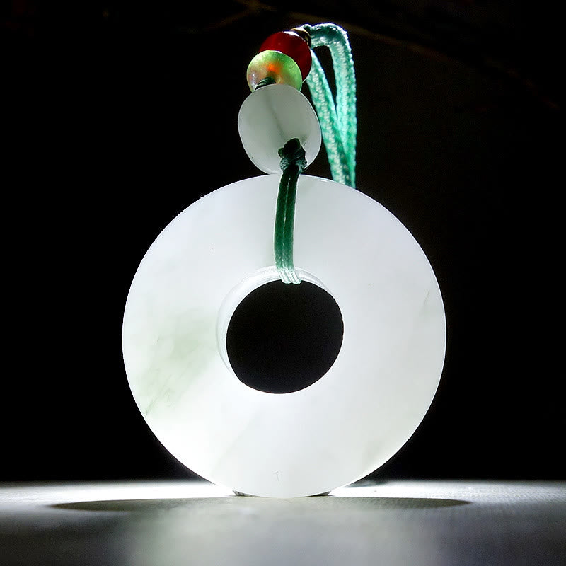 Buddha Stones Natural Jade Peace Buckle Prosperity Necklace Pendant - image 10