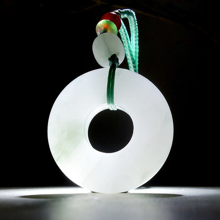 Buddha Stones Natural Jade Peace Buckle Prosperity Necklace Pendant - image 10