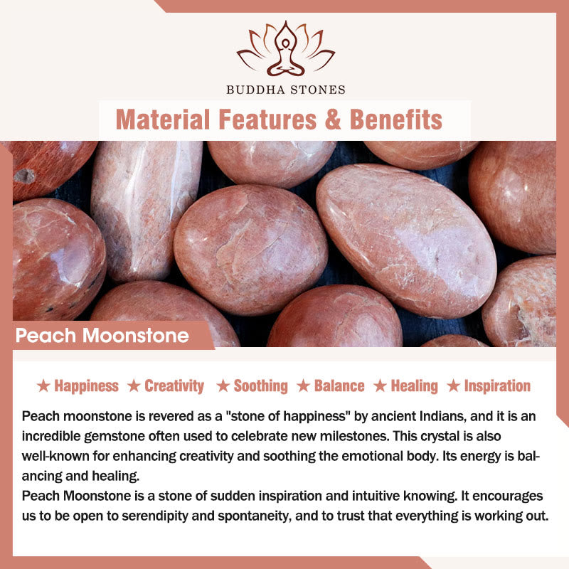 Buddha Stones Peach Moonstone Healing Bracelet - image 6
