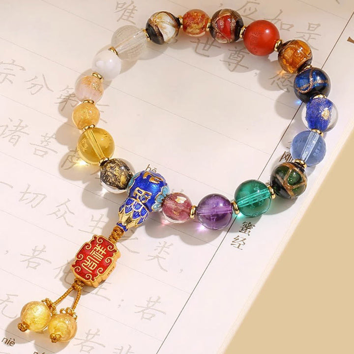Buddha Stones Tibetan Colorful Incense Ash Liuli Glass Bead Om Mani Padme Hum Dorje Vajra 18 Beads Wrist Mala - image 3