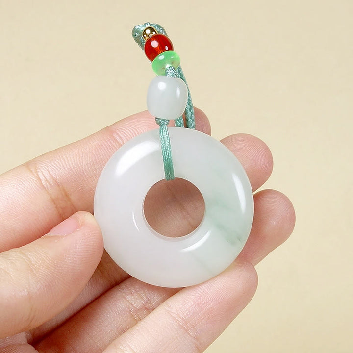 Buddha Stones Natural Jade Peace Buckle Prosperity Necklace Pendant - image 6