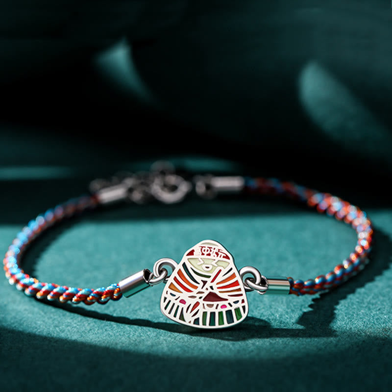 Buddha Stones 925 Sterling Silver Zongzi Pattern Luck Multicolored Handcrafted Bracelet - image 4