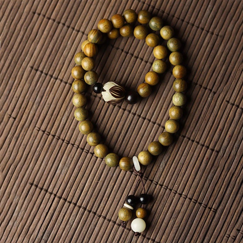 Buddha Stones Green Sandalwood Bodhi Seed Lotus Soothing Double Wrap Bracelet - image 9