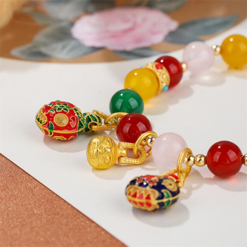 Buddha Stones Gold Swallowing Beast Family Various Agate Crystal Success Bracelet - image 4