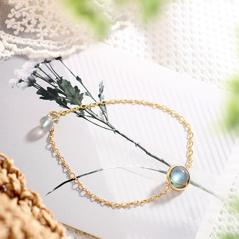 Buddha Stones 14k Gold Plated Natural Moonstone Healing Love Bracelet - 14k Gold Plated Moonstone(Wrist Circumference 14-16cm) - image 8