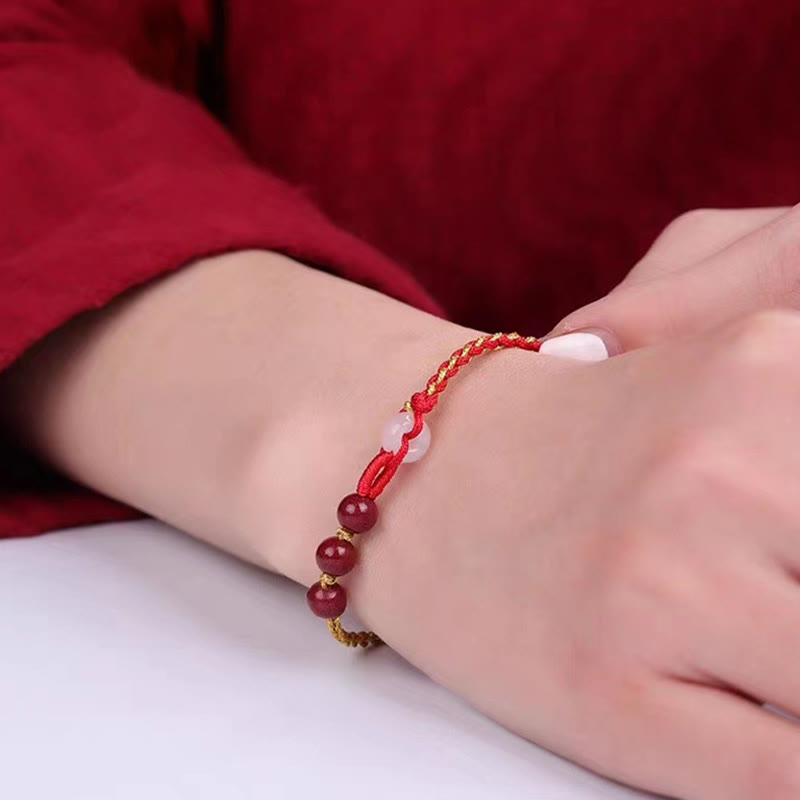 Buddha Stones Natural Cinnabar Jade Peace Buckle Blessing Bracelet - image 13