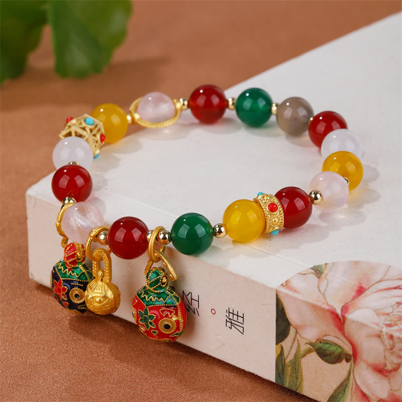 Buddha Stones Gold Swallowing Beast Family Various Agate Crystal Success Bracelet - image 1
