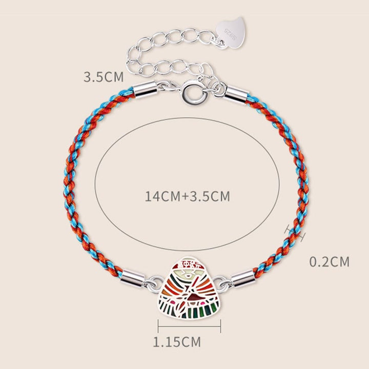 Buddha Stones 925 Sterling Silver Zongzi Pattern Luck Multicolored Handcrafted Bracelet - image 6