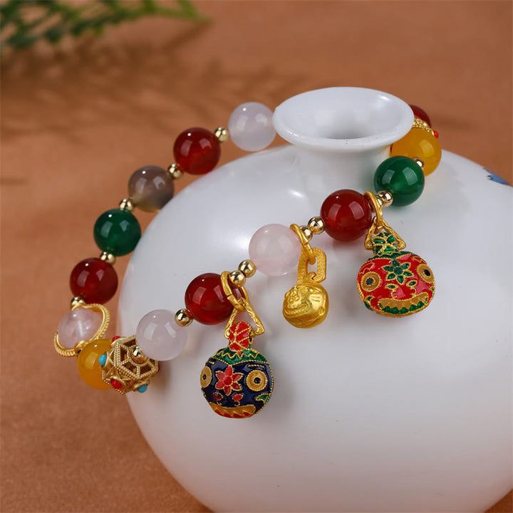 Buddha Stones Gold Swallowing Beast Family Various Agate Crystal Success Bracelet - image 2