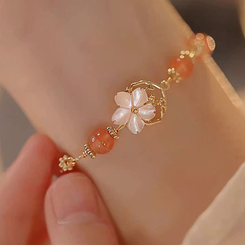 Buddha Stones Red Agate Tridacna Stone Flower Confidence Bracelet - Red Agate(Confidence♥Calm) - image 0