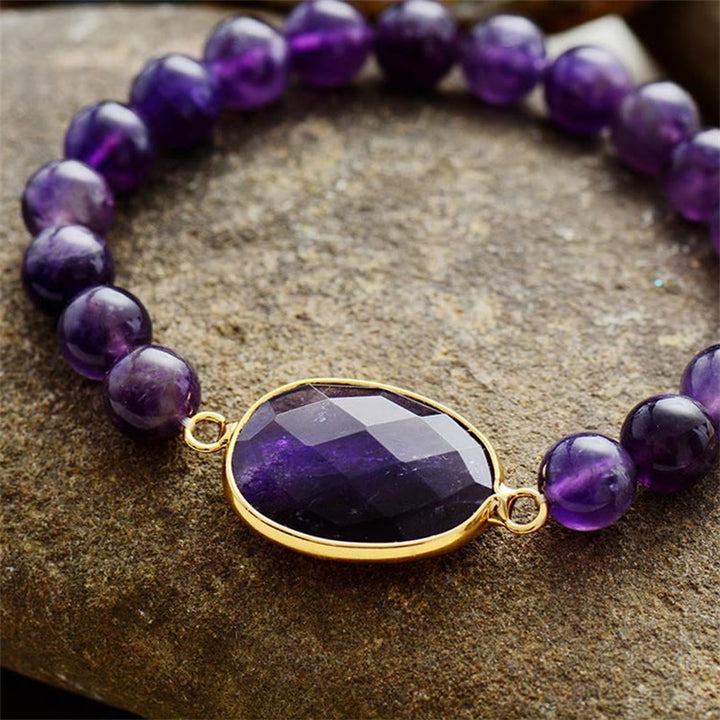 Buddha Stones Natural Amethyst Crystal Balance Marquise Pattern Bracelet - image 2