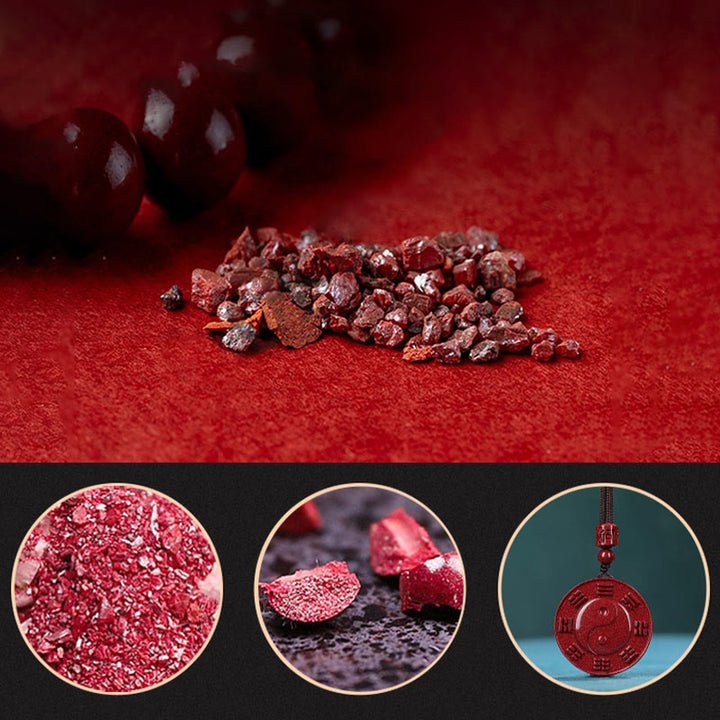 Buddha Stones Cinnabar Yin Yang Bagua Blessing Necklace Pendant - image 6