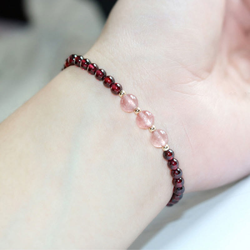 Buddha Stones Natural Garnet Strawberry Quartz Calm Bracelet - image 16