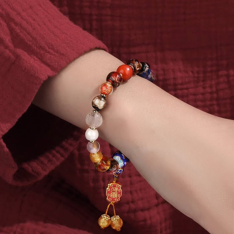 Buddha Stones Tibetan Colorful Incense Ash Liuli Glass Bead Om Mani Padme Hum Dorje Vajra 18 Beads Wrist Mala - image 5