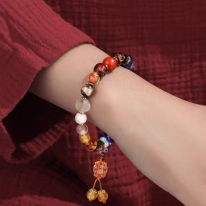 Buddha Stones Tibetan Colorful Incense Ash Liuli Glass Bead Om Mani Padme Hum Dorje Vajra 18 Beads Wrist Mala - image 5