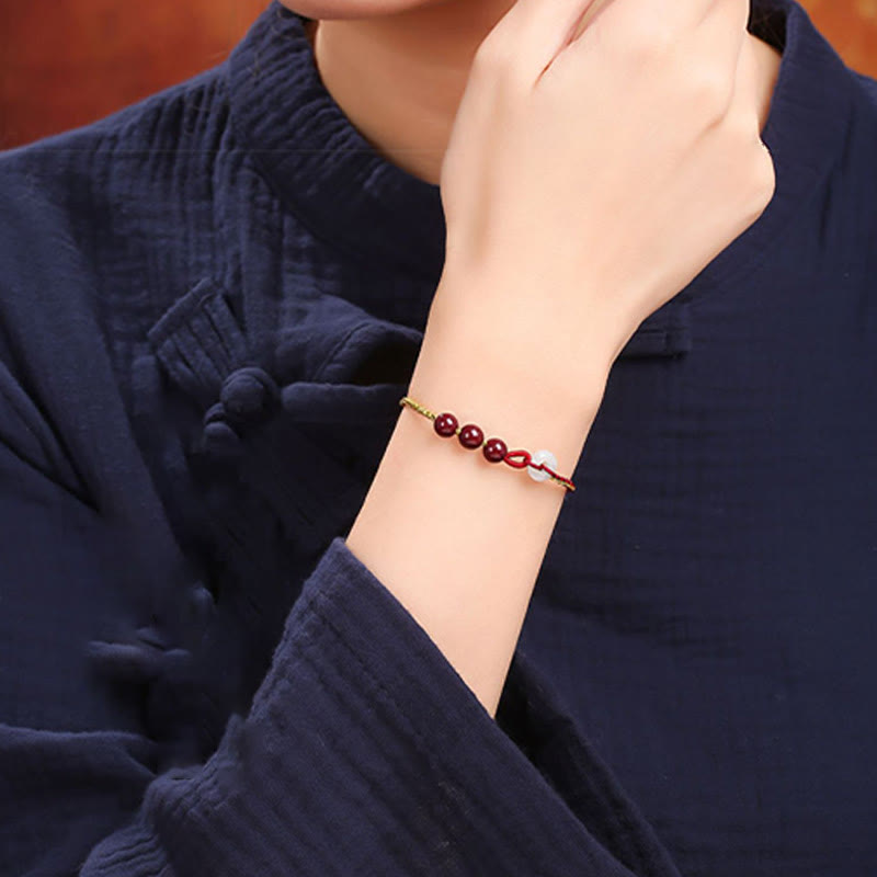 Buddha Stones Natural Cinnabar Jade Peace Buckle Blessing Bracelet - image 25