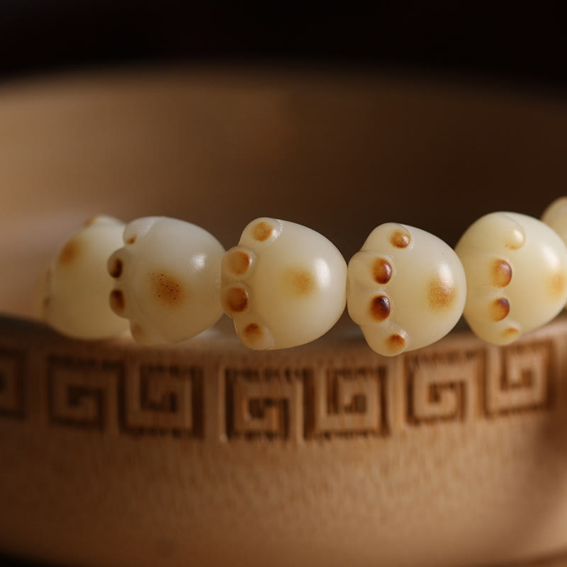 Buddha Stones Cute Lucky Cat Bodhi Seed Cat Paw Harmony Bracelet - image 3