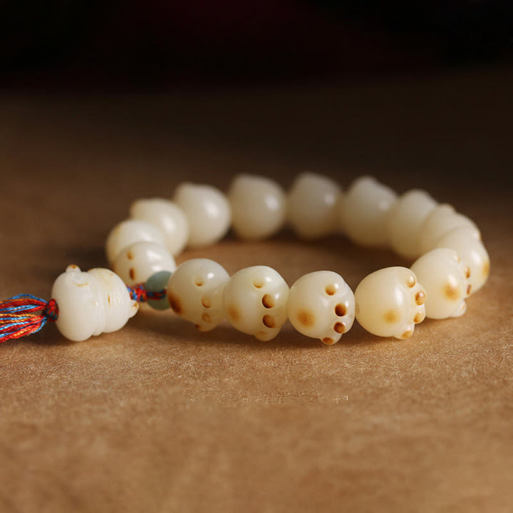 Buddha Stones Cute Lucky Cat Bodhi Seed Cat Paw Harmony Bracelet - image 2