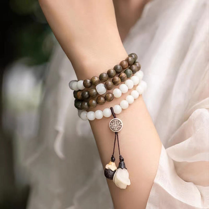 Buddha Stones Natural Green Sandalwood Bodhi Seed Soothing Bracelet - Green Sandalwood&Bodhi Seed - image 0