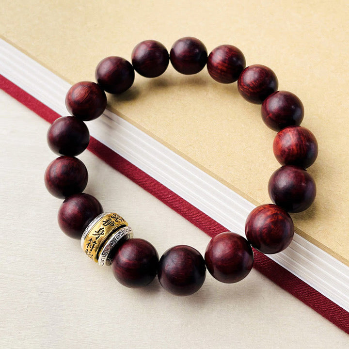 Buddha Stones Small Leaf Red Sandalwood Amulet Protection Bracelet - image 3