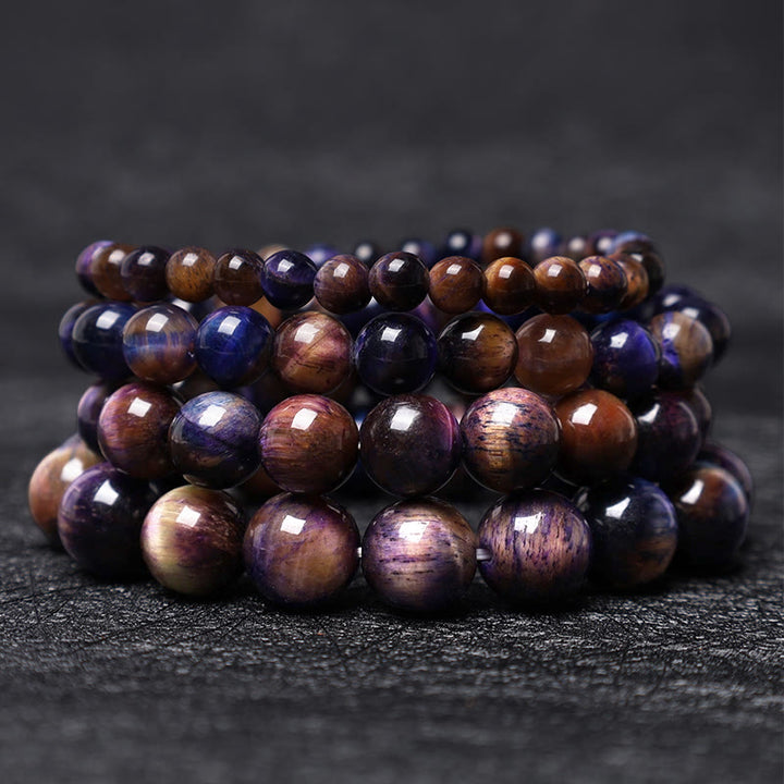 Buddha Stones Natural Purple Tiger Eye Protection Strength Bracelet - image 11