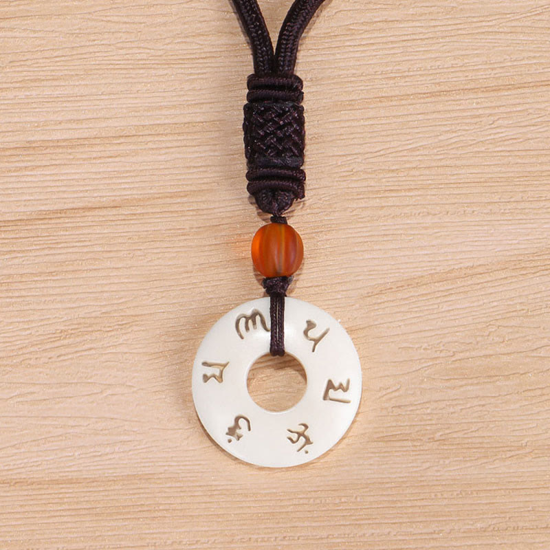 Buddha Stones Ivory Fruit Om Mani Padme Hum Engraved Protection Necklace Pendant - image 7